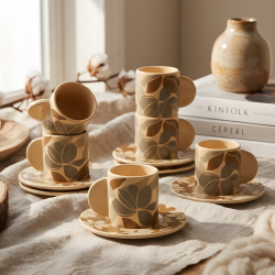 Coffee Cup and Saucer Set - 12 Pcs